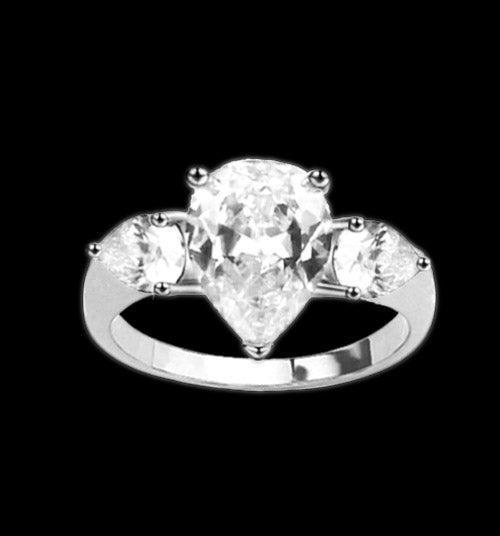 Sterling Silver 2ct-stone Pear-cut Cubic Zirconia Bridal Engagement Ring