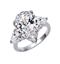 Load image into Gallery viewer, Sterling Silver 2ct-stone Pear-cut Cubic Zirconia Bridal Engagement Ring
