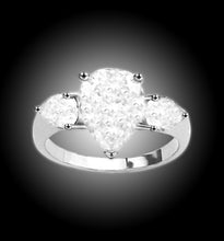 Load image into Gallery viewer, Sterling Silver 2ct-stone Pear-cut Cubic Zirconia Bridal Engagement Ring
