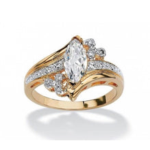 Load image into Gallery viewer, Marquise-Cut Cubic Zirconia Engagement Anniversary Ring in 14k Gold-Plated Classic
