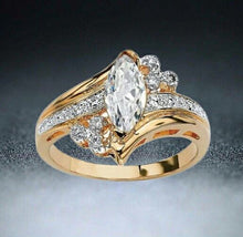 Load image into Gallery viewer, Marquise-Cut Cubic Zirconia Engagement Anniversary Ring in 14k Gold-Plated Classic
